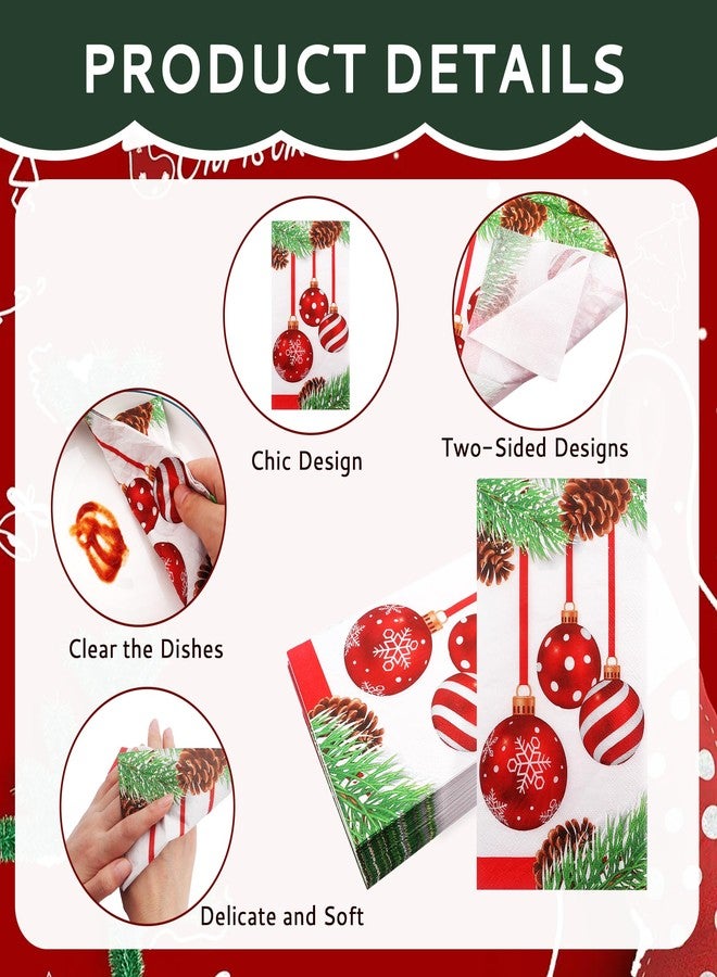 Nelisylux Christmas Napkins Paper Christmas Napkins Disposable Paper Napkin Dinner Xmas Guest Towels Disposable Bathroom Xmas Paper Hand Towels For Bathroom Holiday Napkin Papers Decorative Dinner Napkin 50 PCS - Image 4